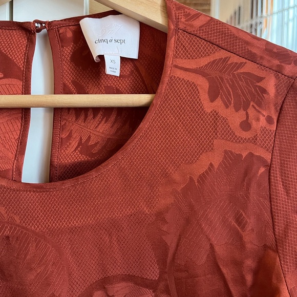 Cinq a Sept Rust Ruffle Top - Picture 2 of 7